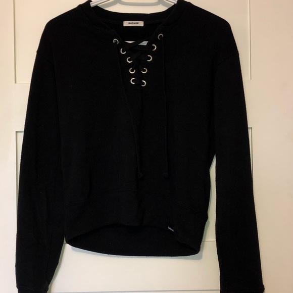 Black lace up sweater from garage - Picture 1 of 4